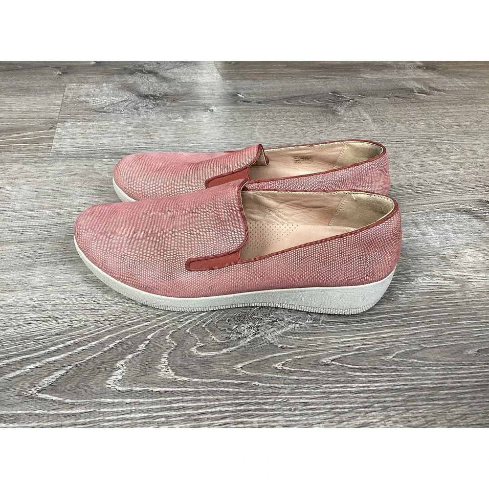 Fitflop superskate Pink Salmon lizard slip on sneakers Womens size 8.5 Shoes